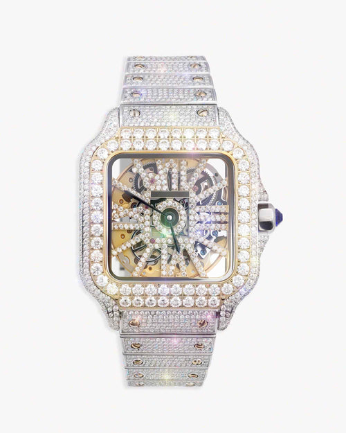 moissanite skeleton watch 14k gold yellow px main