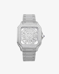 moissanite skeleton watch 14k white gold white background px