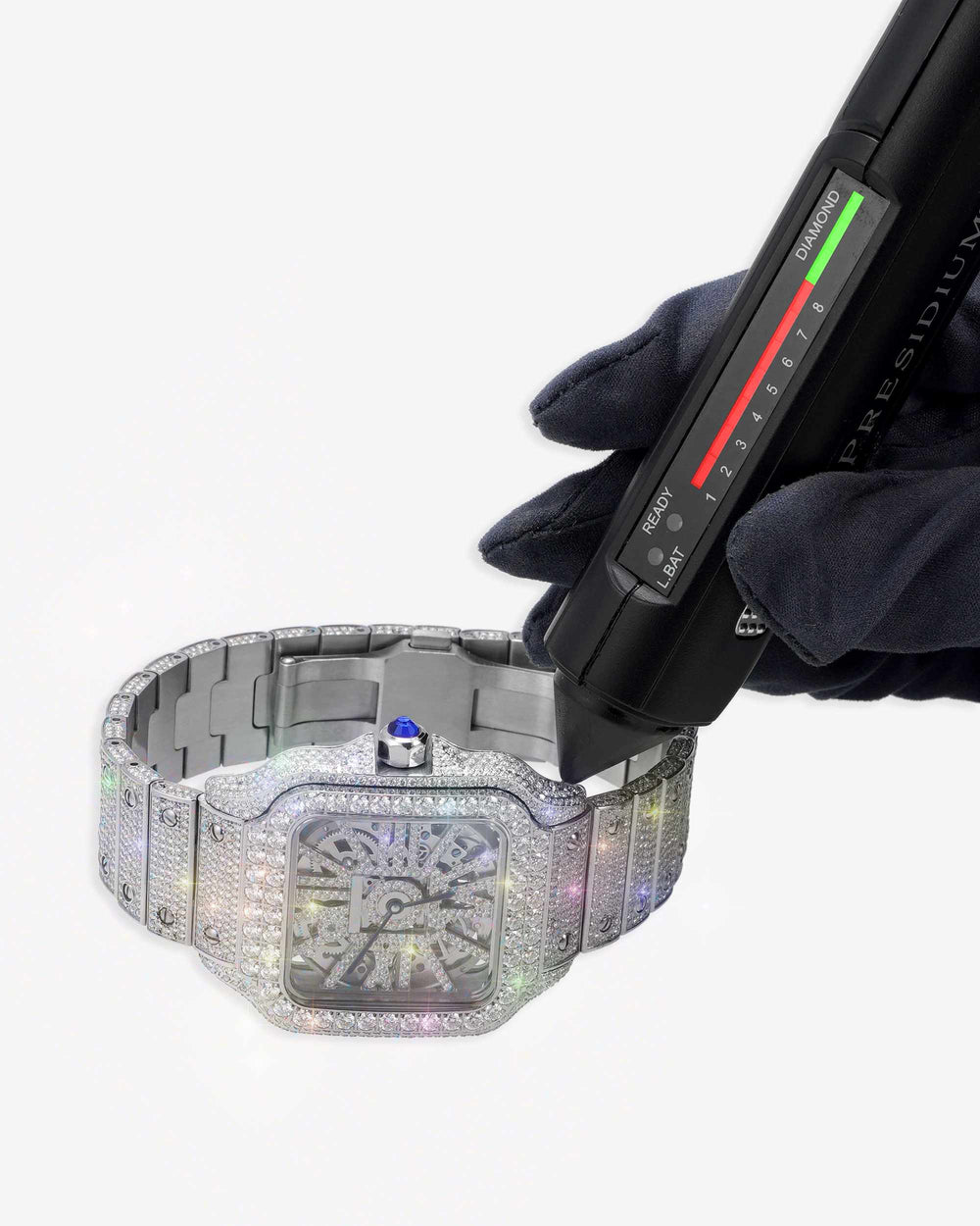 moissanite skeleton watch 14k white gold white px test