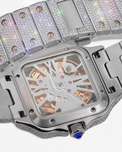 moissanite skeleton watch white background px back