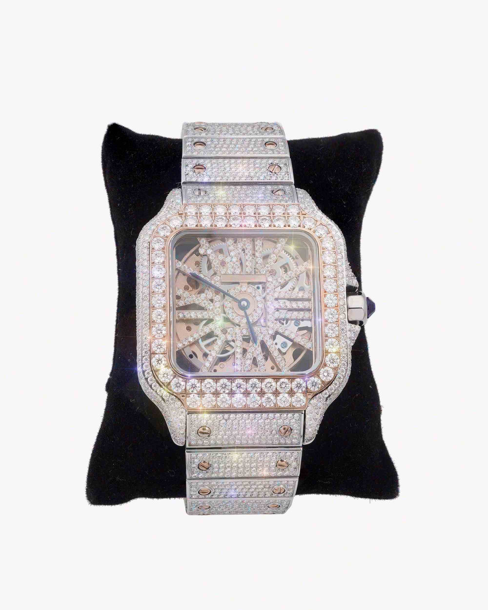 moissanite skeleton watch white background px display