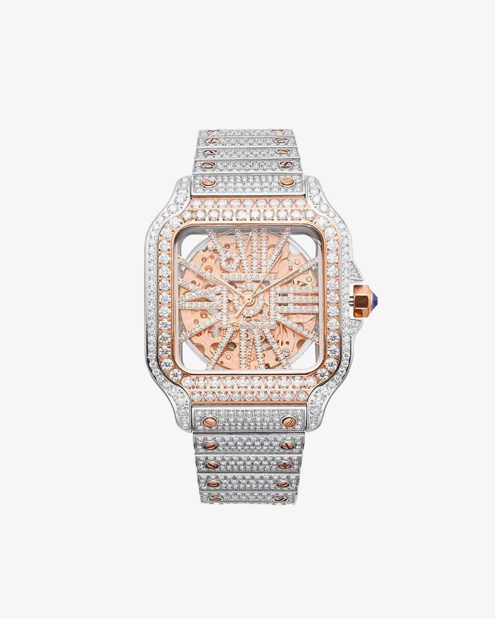 moissanite skeleton watch white background px