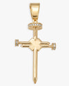 Moissanite Nail Cross Pendant 14K Gold - Yellow Gold