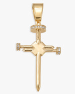 Moissanite Nail Cross Pendant 14K Gold - Yellow Gold