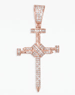 Moissanite Nail Cross Pendant 14K Gold - Rose Gold