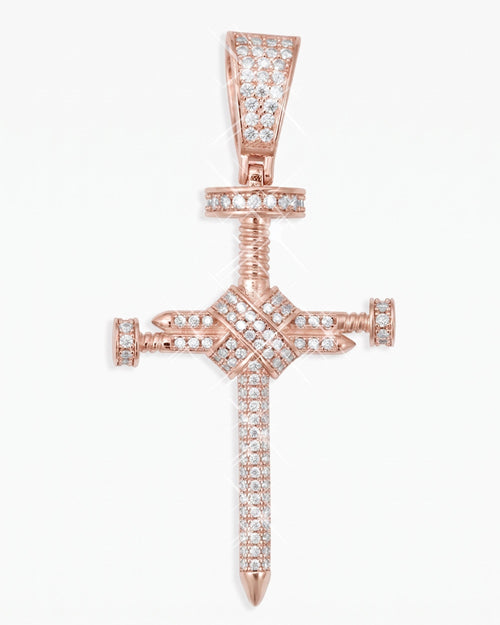 moissanite solitaire cross pendant 14k rose gold icecartel main