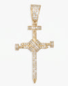 Moissanite Nail Cross Pendant 14K Gold - Yellow Gold