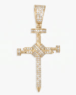 Moissanite Nail Cross Pendant 14K Gold - Yellow Gold
