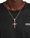 Moissanite Nail Cross Pendant 14K Gold - Rose Gold