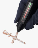 Moissanite Nail Cross Pendant 14K Gold - Rose Gold
