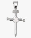 Moissanite Nail Cross Pendant 14K Gold - White Gold