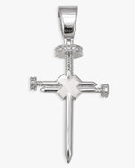 Moissanite Nail Cross Pendant 14K Gold - White Gold