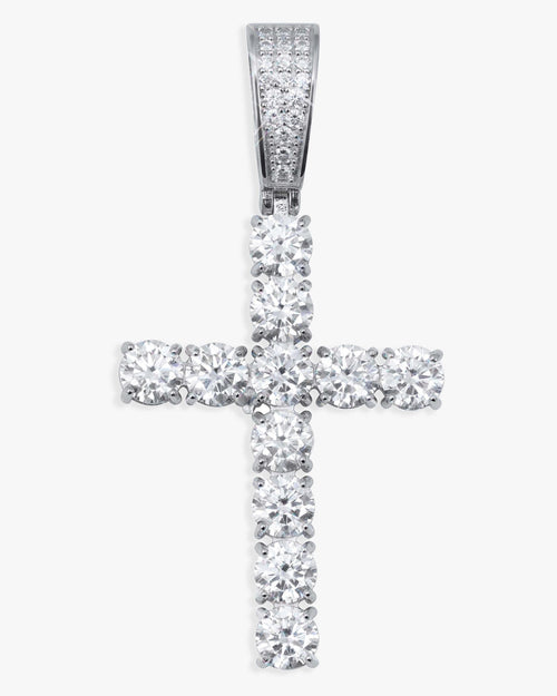 moissanite solitaire cross pendant 14k white gold icecartel main