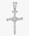 Moissanite Nail Cross Pendant 14K Gold - White Gold