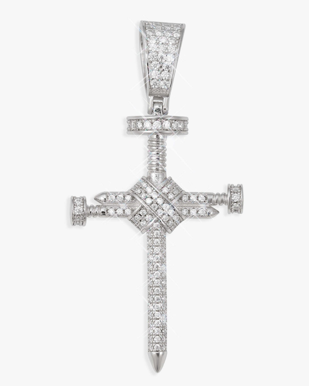 moissanite solitaire cross pendant 14k white gold icecartel main
