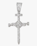 Moissanite Nail Cross Pendant 14K Gold - White Gold