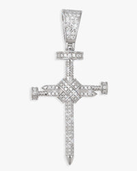 moissanite solitaire cross pendant 14k white gold icecartel main