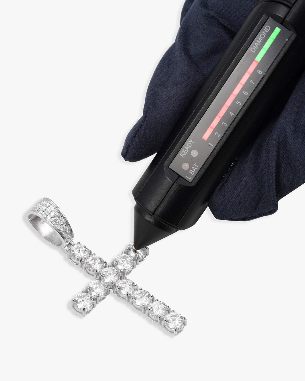 moissanite solitaire cross pendant 14k white gold icecartel test flow