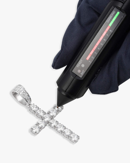 moissanite solitaire cross pendant 14k white gold icecartel test flow