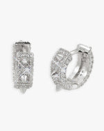 Moissanite Spiked Huggie Earrings 14K Gold - White Gold