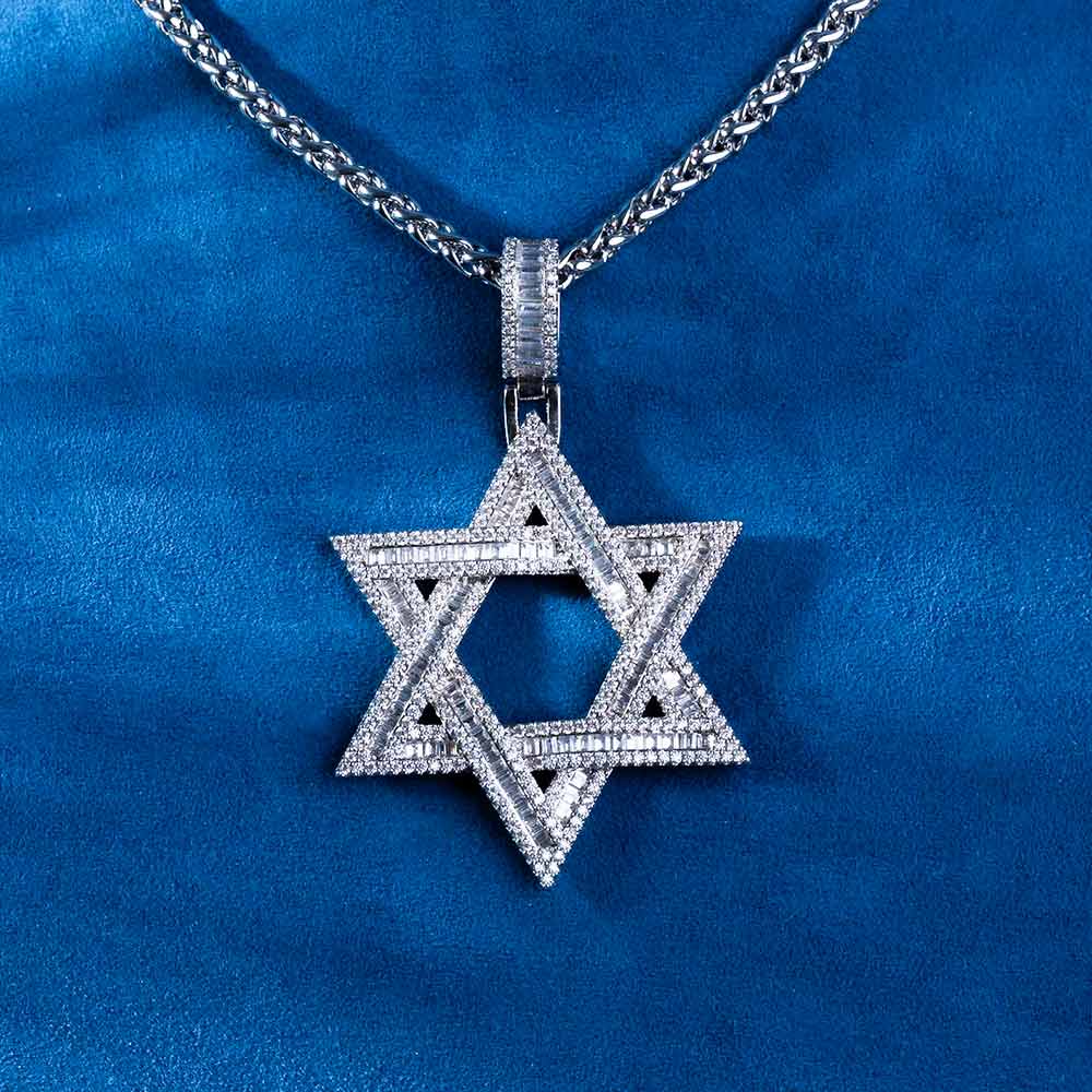 moissanite étoile de david pendentif juif réel