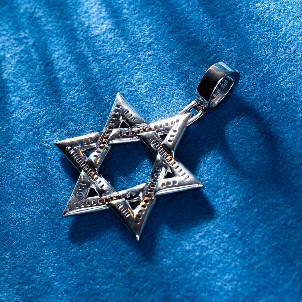 moissanite star of david jewish pendant solid back