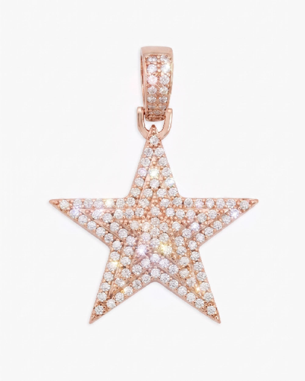Moissanite Star Pendant 14K Gold - Rose Gold