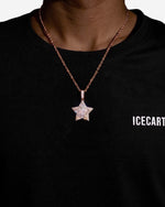 Moissanite Baguette Star Pendant 14K Gold - Rose Gold