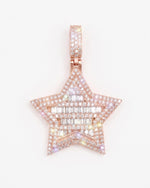 Moissanite Baguette Star Pendant 14K Gold - Rose Gold