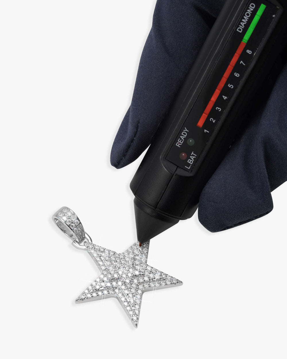 moissanite star pendant 14k gold icecartel test