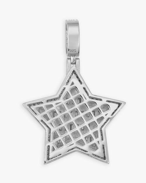 moissanite star pendant 14k gold icecartel white back