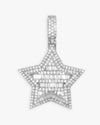 Moissanite Baguette Star Pendant 14K Gold - White Gold