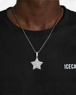 Moissanite Baguette Star Pendant 14K Gold - White Gold