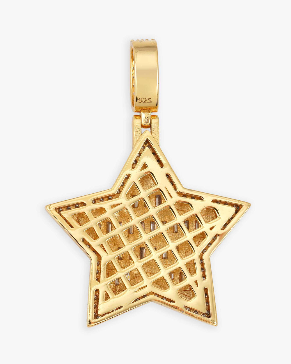 Moissanite Baguette Star Pendant 14K Gold - Yellow Gold