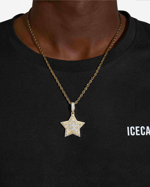 moissanite star pendant 14k gold icecartel yellow model