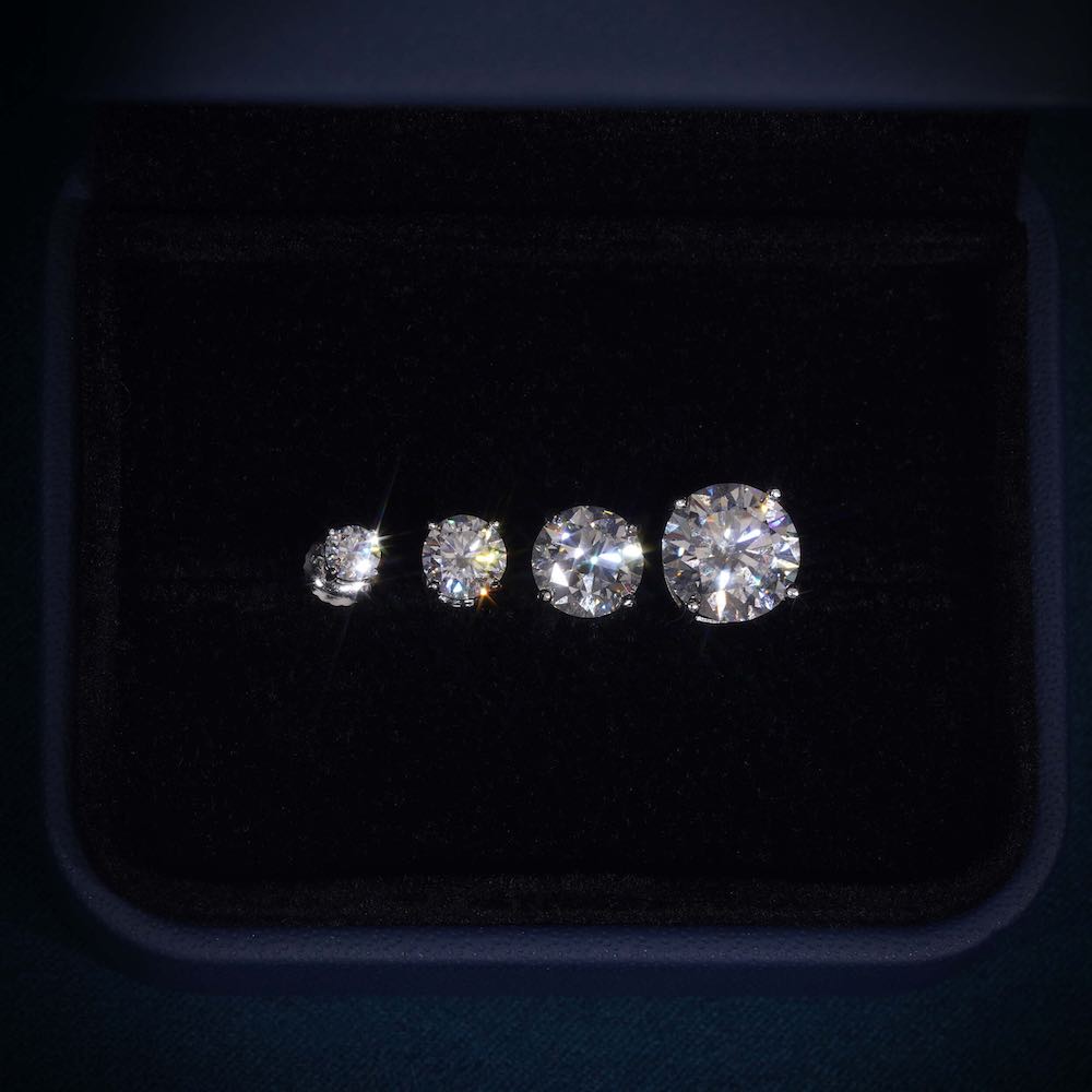 Moissanite stud earrings all sizes 14k Gold