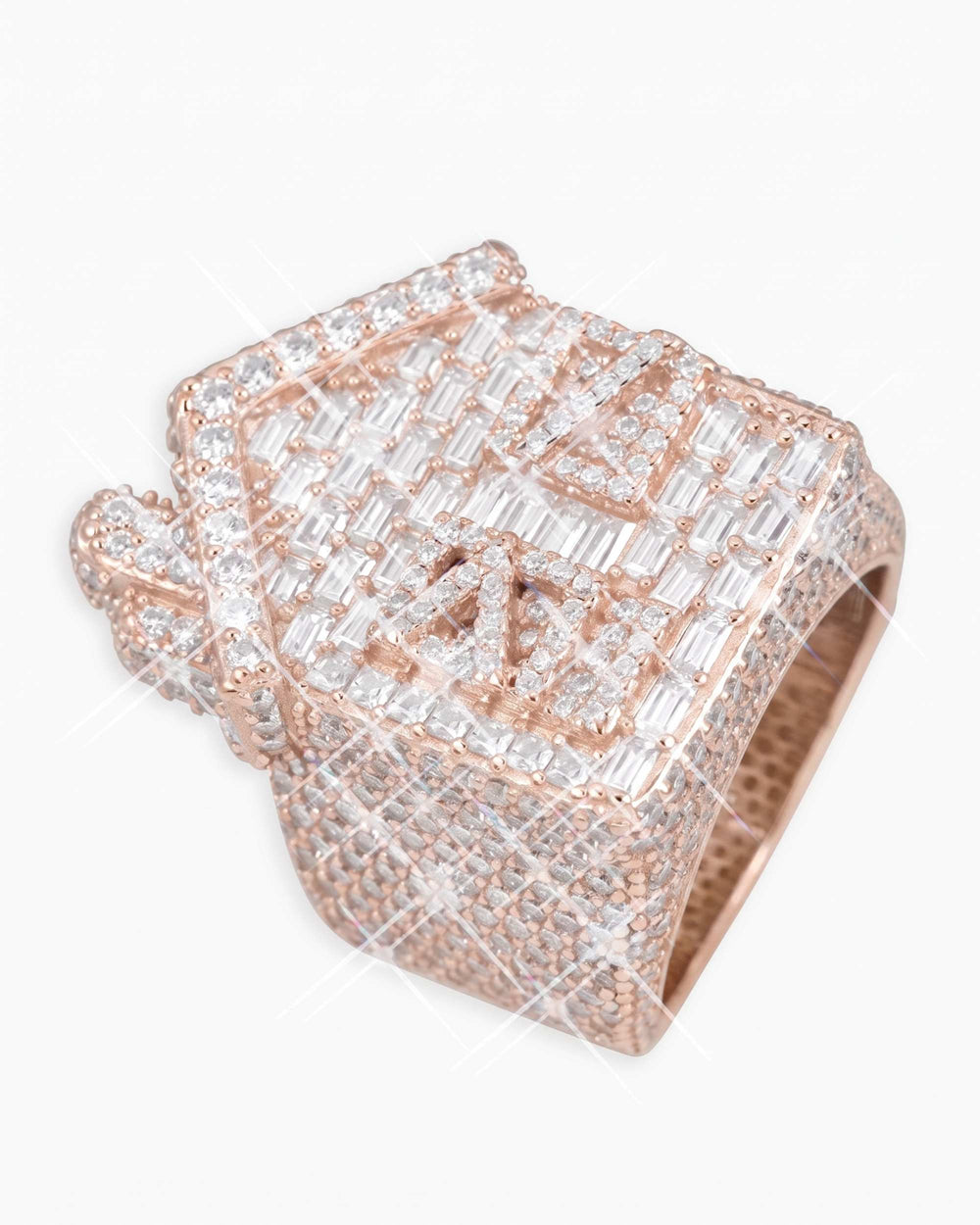 Moissanite Trap House Ring 14K Gold - Rose Gold