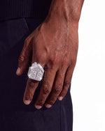 Moissanite Trap House Ring 14K Gold - White Gold