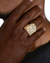 Moissanite Trap House Ring 14K Gold - Yellow Gold
