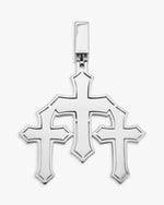 Moissanite Triple Cross Pendant 14K Gold - White Gold