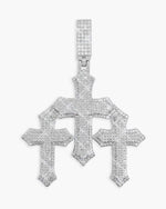 Moissanite Triple Cross Pendant 14K Gold - White Gold