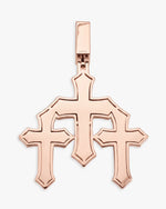 Moissanite Triple Cross Pendant 14K Gold - Rose Gold