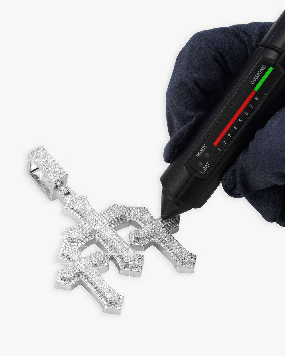 moissanite triple cross pendant 14k gold icecartel test