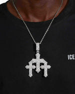 Moissanite Triple Cross Pendant 14K Gold - White Gold