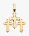 Moissanite Triple Cross Pendant 14K Gold - Yellow Gold