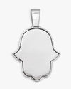 Moissanite Two Tone Hamsa Hand Pendant 14K Gold - White & Yellow Gold L (75MM)