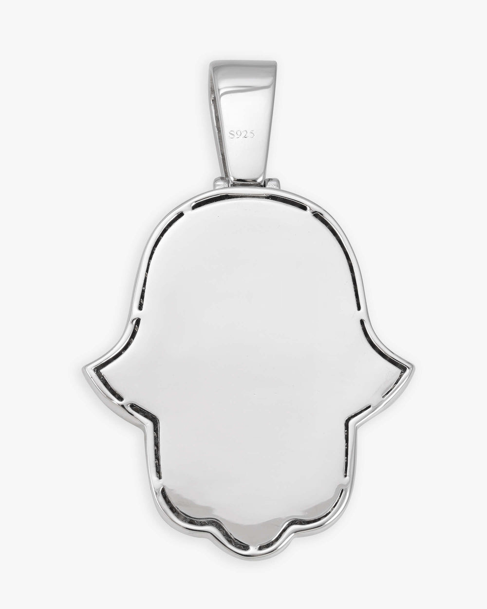 Moissanite Two Tone Hamsa Hand Pendant 14K Gold - White & Yellow Gold L (75MM)