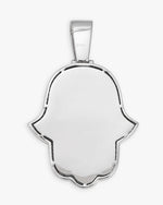 Moissanite Two Tone Hamsa Hand Pendant 14K Gold - White & Yellow Gold L (75MM)