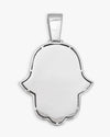 Moissanite Two Tone Hamsa Hand Pendant 14K Gold - White Gold L (75MM)