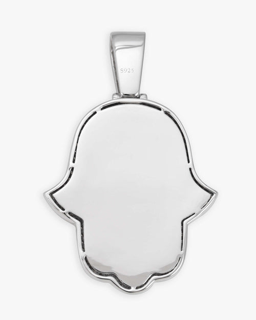 moissanite two tone hamsa hand pendant 14k gold icecartel big whiteg back